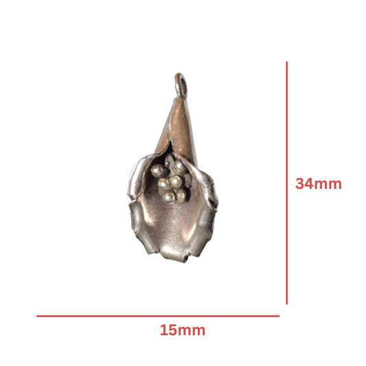 Vintage Sterling Silver Calla Lily Charm Pendant - 34mm Floral Design