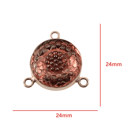 Vintage Sterling Silver Round Connector with Czech Glass Floral Design