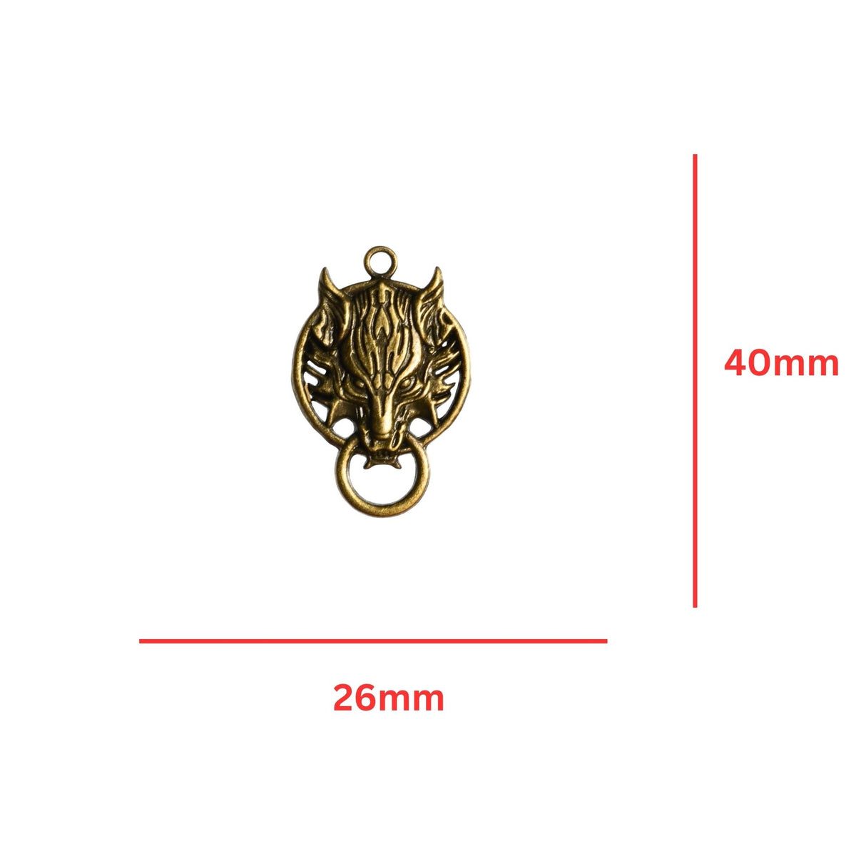 Wolf Head Connector Charm - Antique Brass
