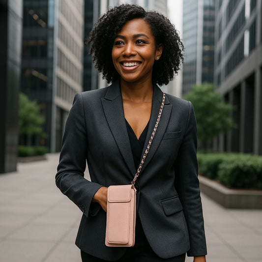Leather Blue Crossbody Bag Phone Wallet - Columbus
