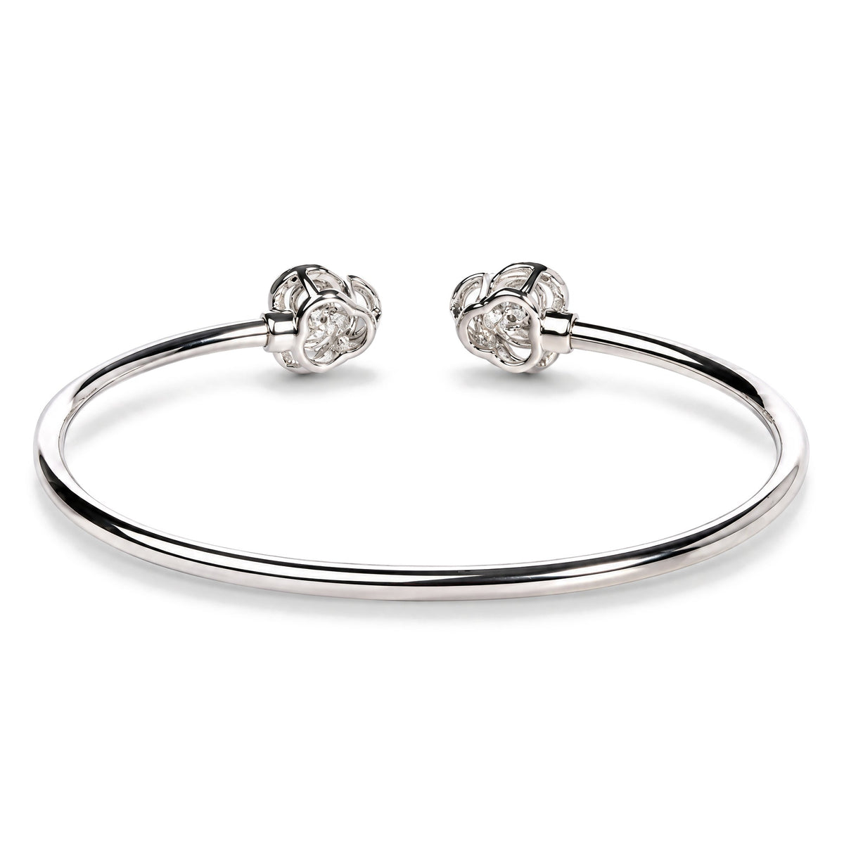.925 Sterling Silver Diamond Accent Love Knot Flexy Open Bangle Bracelet