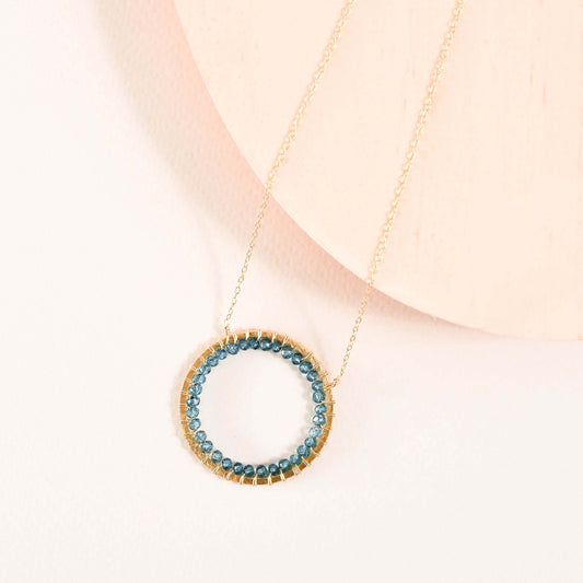 London Blue Quartz Halo Necklace