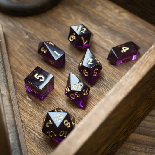 Juego de Dados DND de Resina Violeta Mística