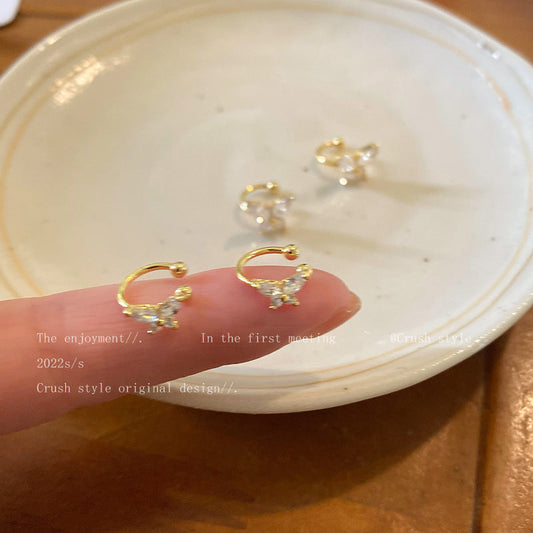 Refined Zircon Butterfly Female Light Luxury Ear Clip