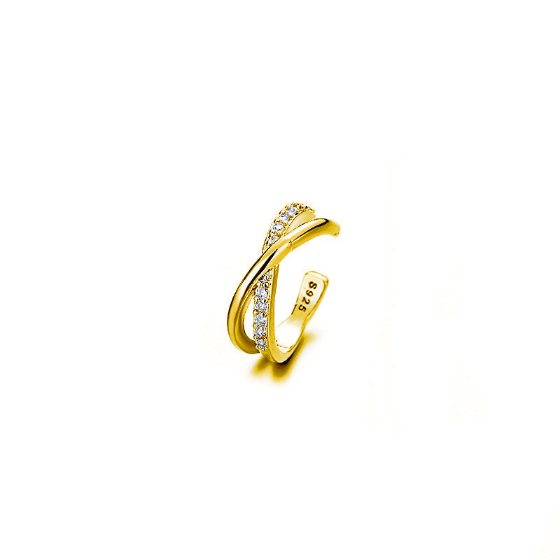 Women's Dignified Clips Design Cross Geometric Rhinestone High-grade Ear Clip