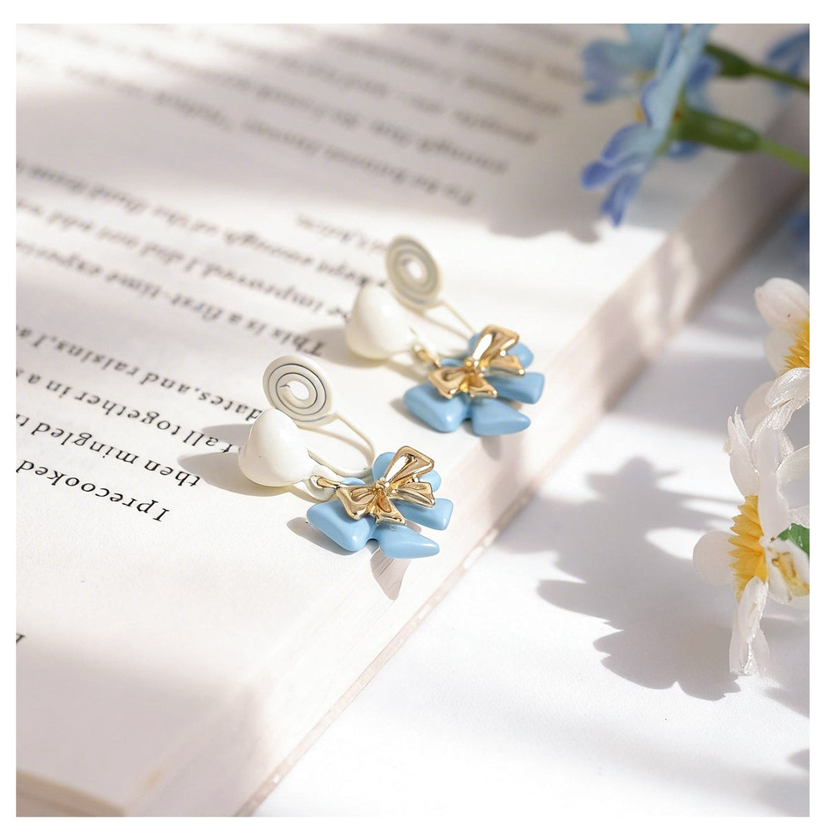 Korean Style Younger Delicate Heart Bow Eardrops Niche Ear Clip