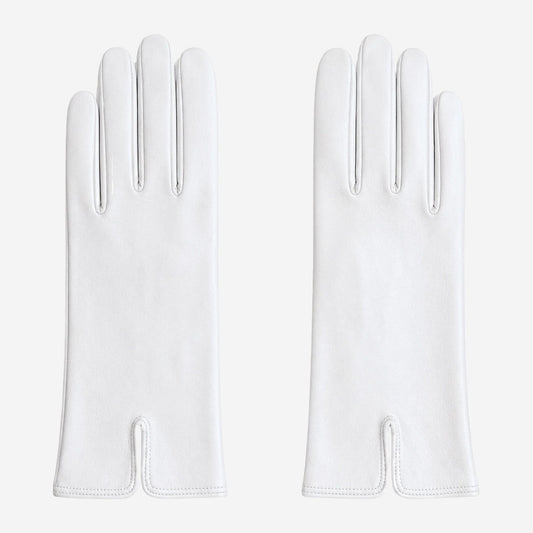 PZ01P (white) - Unlined embroidered Italian lambskin leather gloves — photo 2 of 10