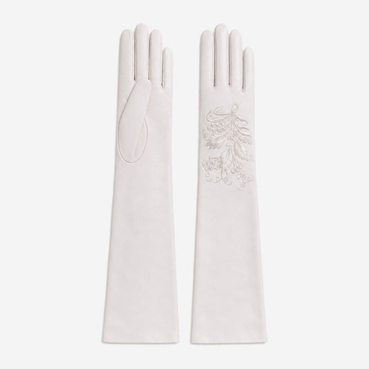 PZ01W14W (white) - Unlined Italian lambskin 16-button opera gloves with embroidery — photo 2 of 8