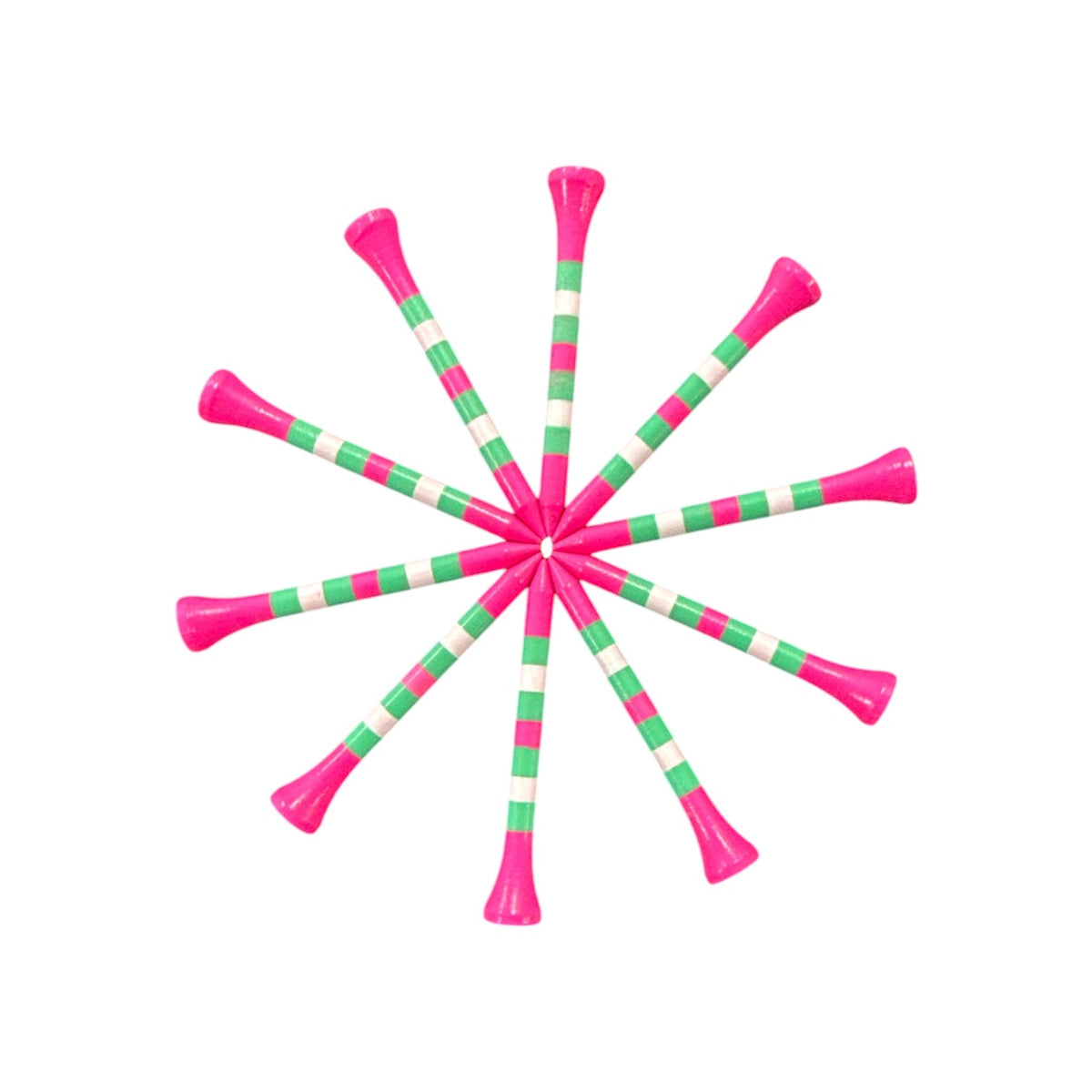 Pink Green Stripe Premium Wooden Golf Tees | 2 3/4” Standard Size | 45 Pack Set | Durable Painted Wood Tees | Unique Designs