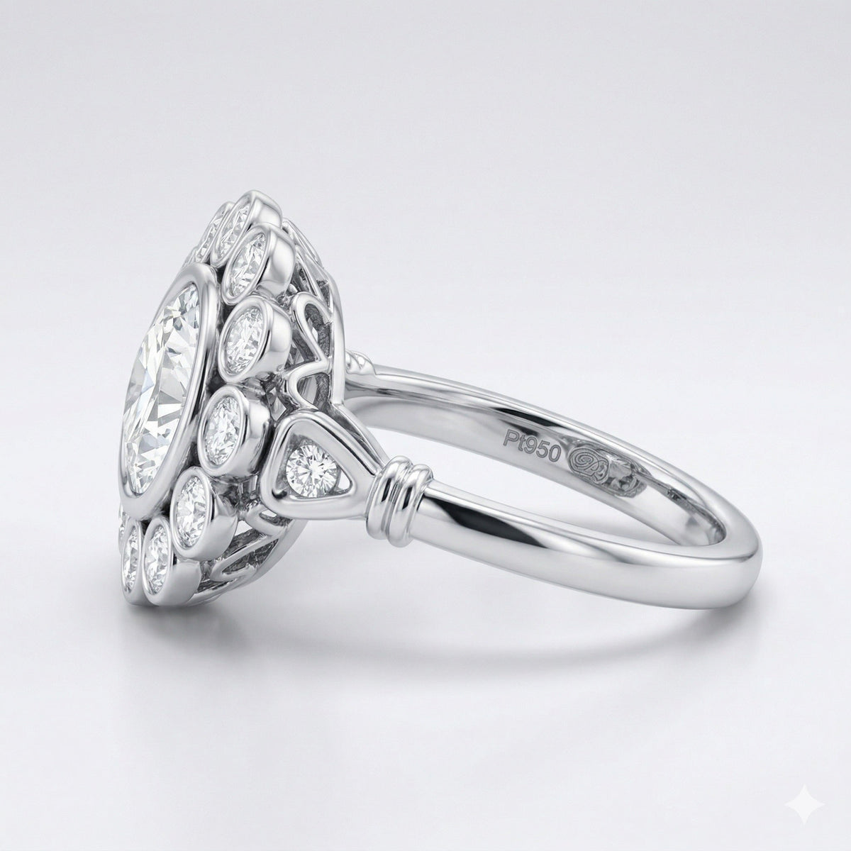 The Art Deco Bezel: 1.79ct Moissanite Vintage Halo Engagement Ring