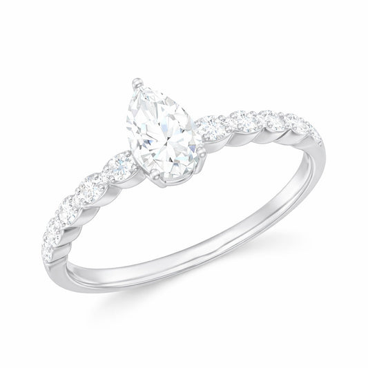 The Scalloped Teardrop: 1.15ct Pear Moissanite Engagement Ring