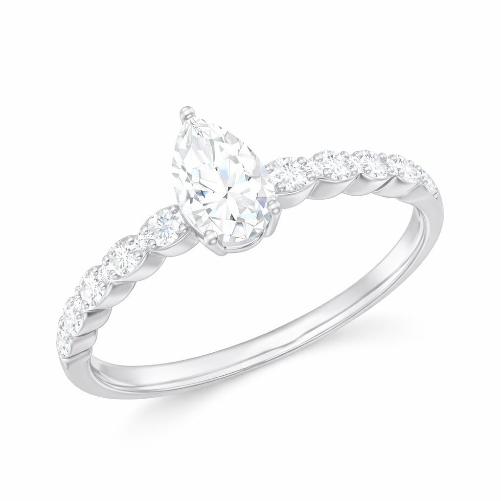 The Scalloped Teardrop: 1.15ct Pear Moissanite Engagement Ring