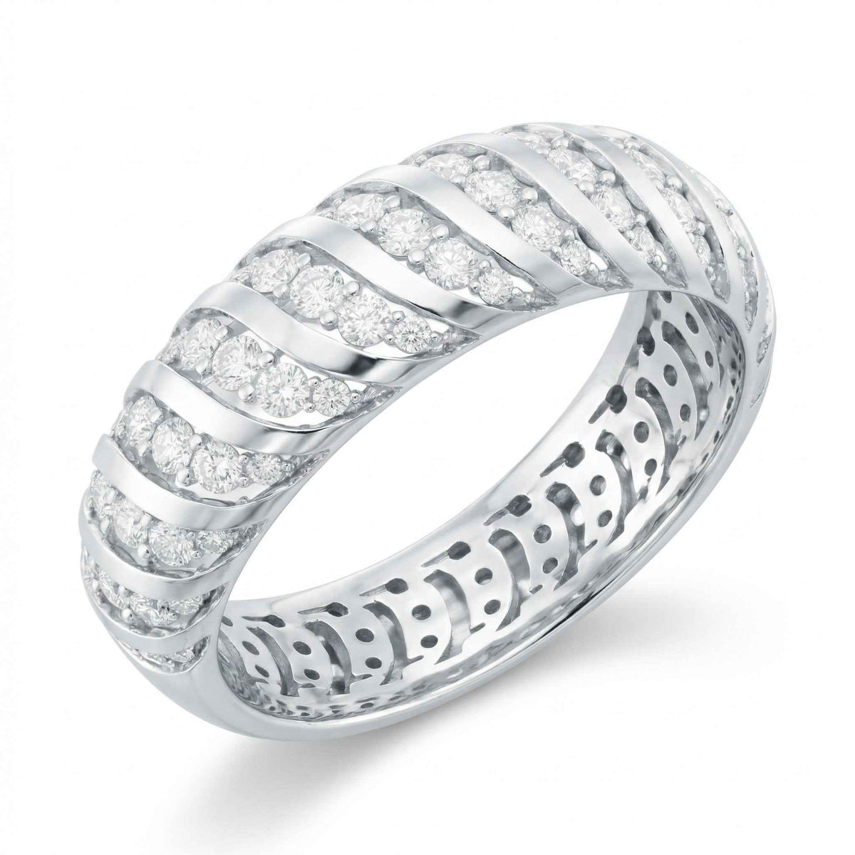 The Swirling Ribbon: 1.38ct Moissanite Dome Eternity Band
