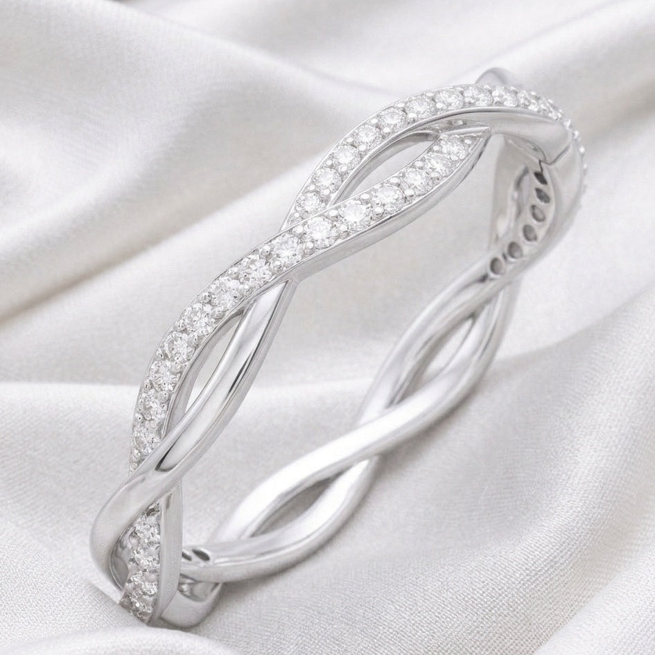 The Infinity Interwoven: 0.45ct Moissanite Twist Stackable Band