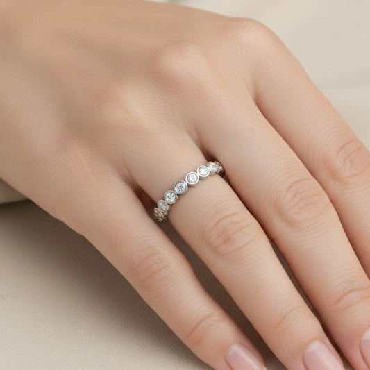 The Delicate Whisper: 1.5mm Moissanite Stackable Eternity Band