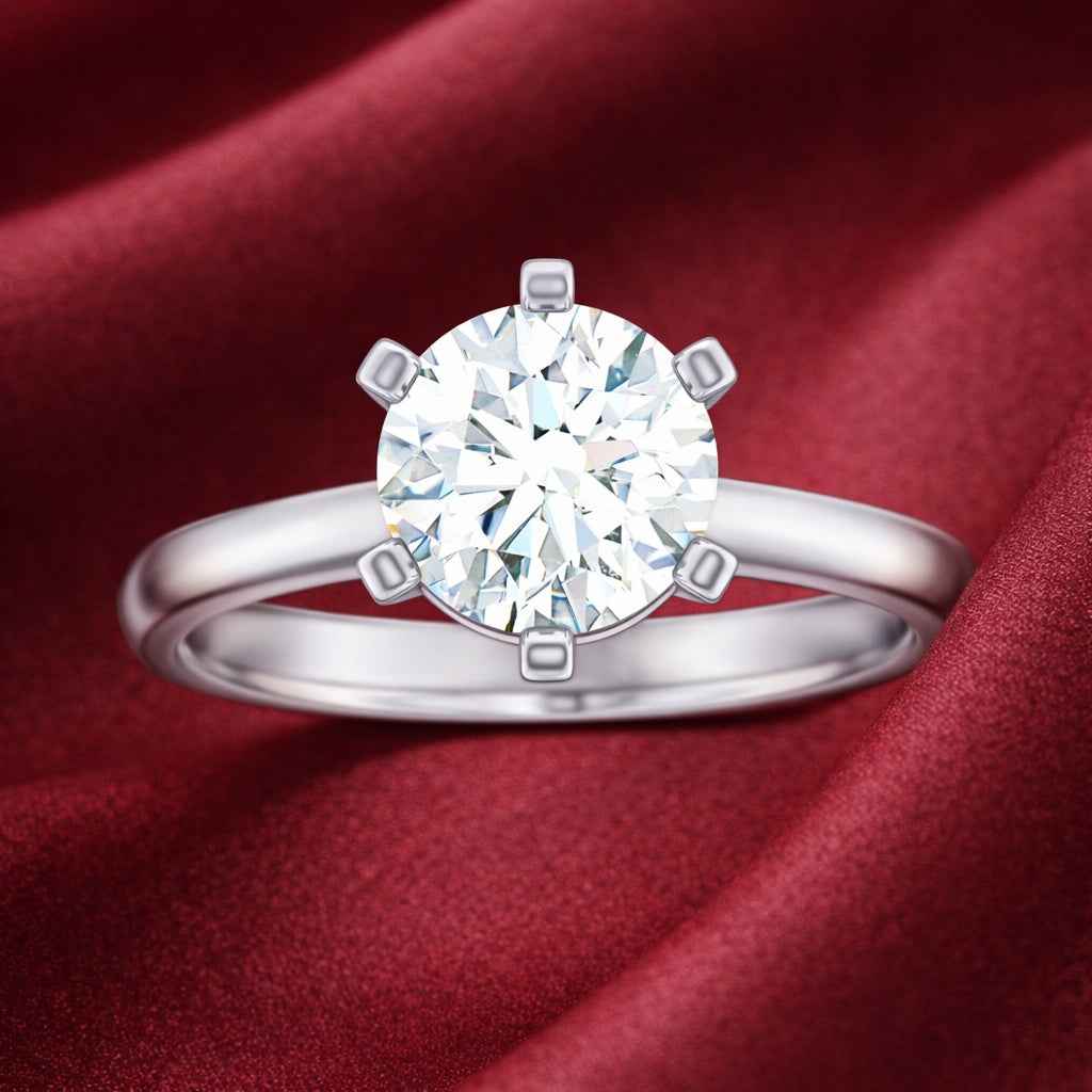 The Classic Radiance: 0.8ct Round Moissanite Solitaire Ring