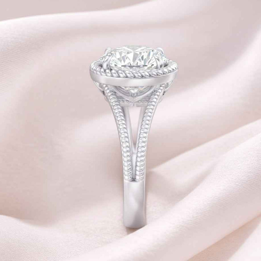 The Eternal Knot: Oval Moissanite Celtic Trinity Engagement Ring