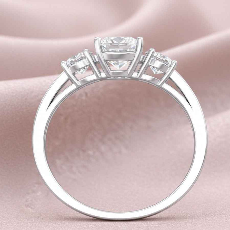 The Radiant Trilogy Pear: 1.2ct Moissanite Three-Stone Bridal Ring