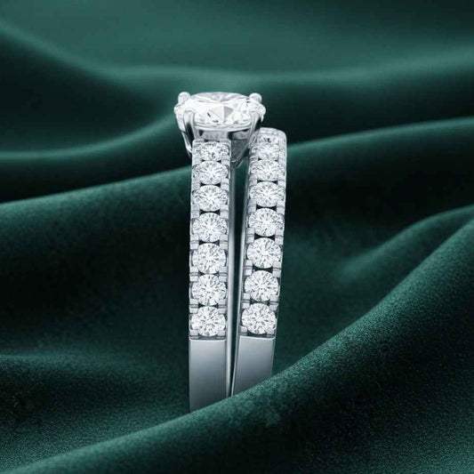 The Radiant Pear: 1.2ct Moissanite Bridal Stackable Set