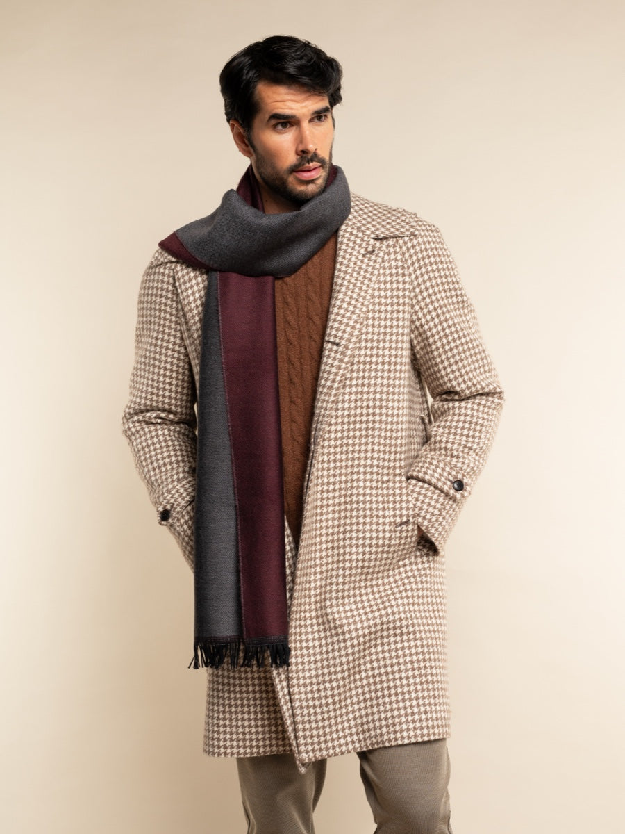 Romeo (red/grey) - Italian warm and soft scarf made from 100% wool — photo 10 of 10