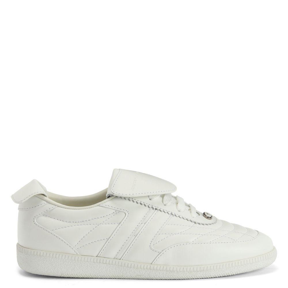 Giuseppe Zanotti League Men's Low-Top Sneakers in Leather & Velvet with Rubber Sole
