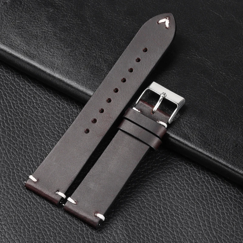 Motorola Moto Retro Oil Wax Leather Watch Band Quick Release Strap