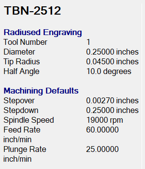TBN-2512 1/8" Tapered Ball Nose