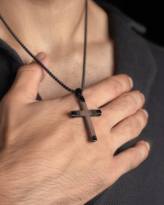 Ebony Wood Cross Pendant (Black)