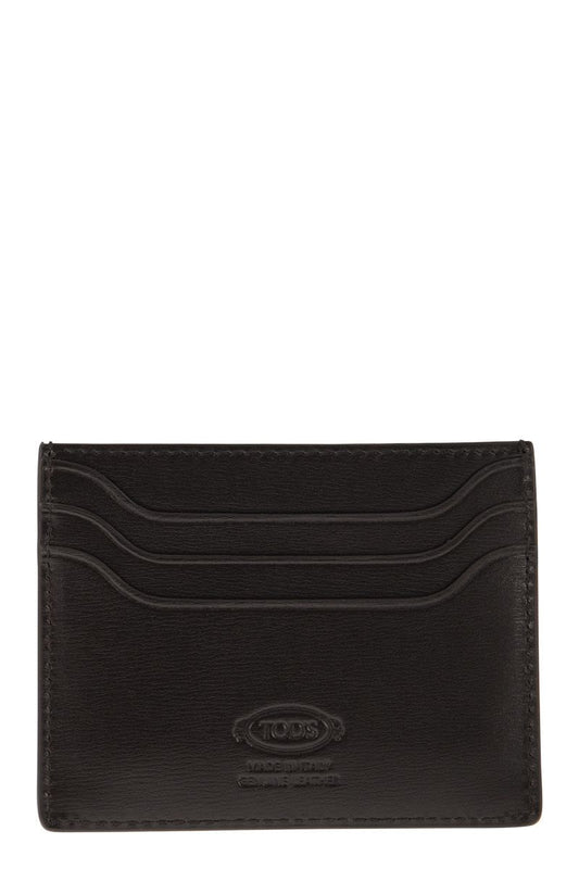 TOD'S Mini Leather Card Holder with Timeless Logo