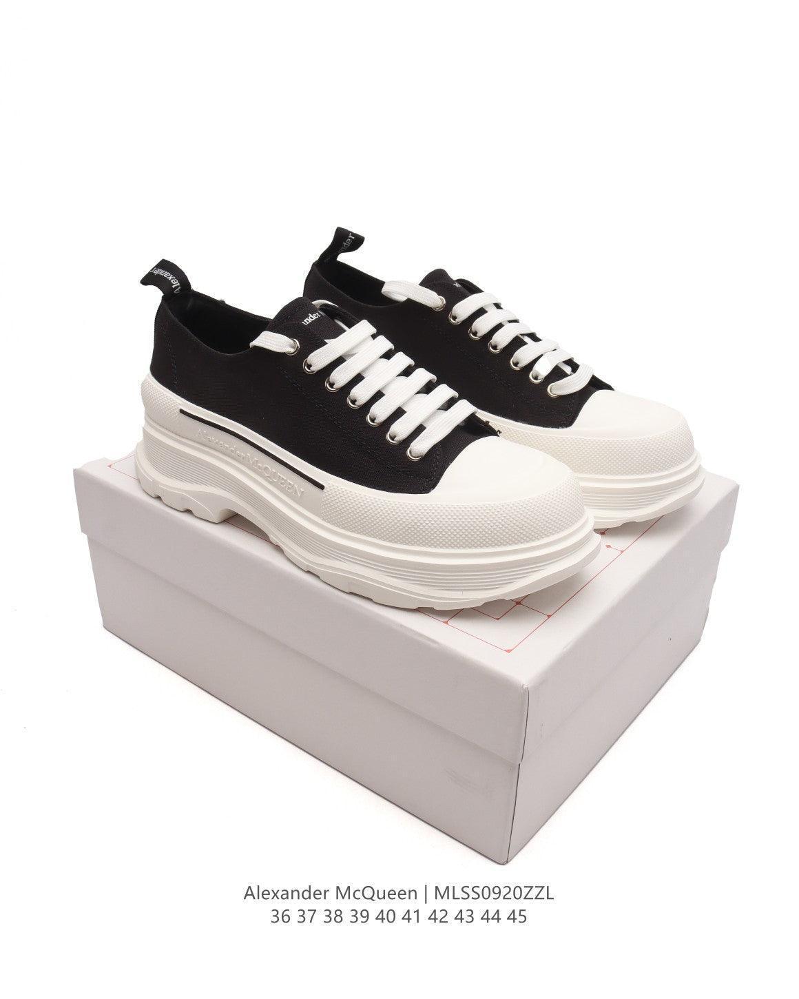 Alexander McQueen Women Tread Slick lace-up Sneakers 'Black/White'