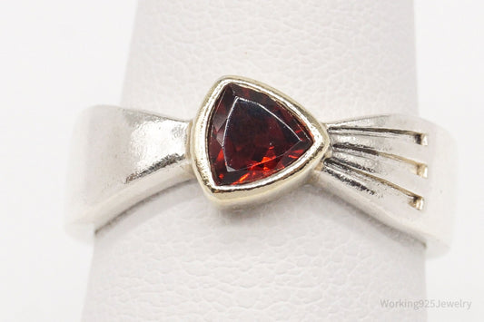 Vintage Garnet Gold Sterling Silver Ring - Size 6