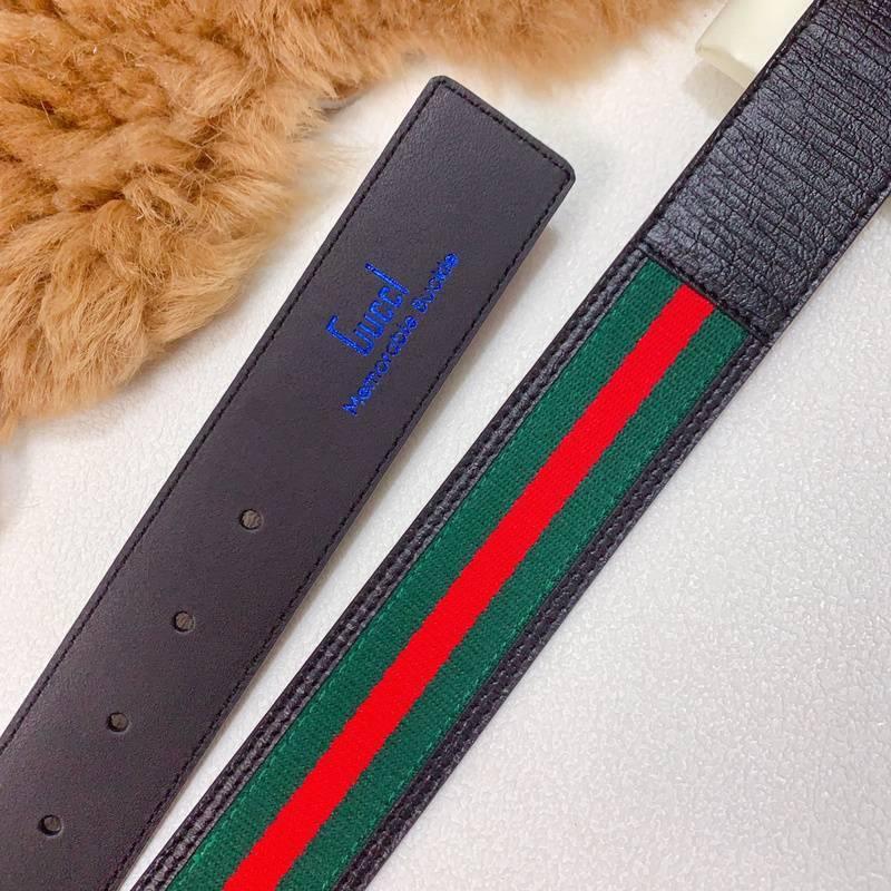 GUCCI Embellished coated-canvas and leather belt 'Black/Green/Red'