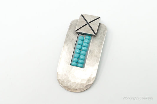 Vintage Native American Unsigned Turquoise Sterling Silver Necklace Pendant — photo 2 of 8
