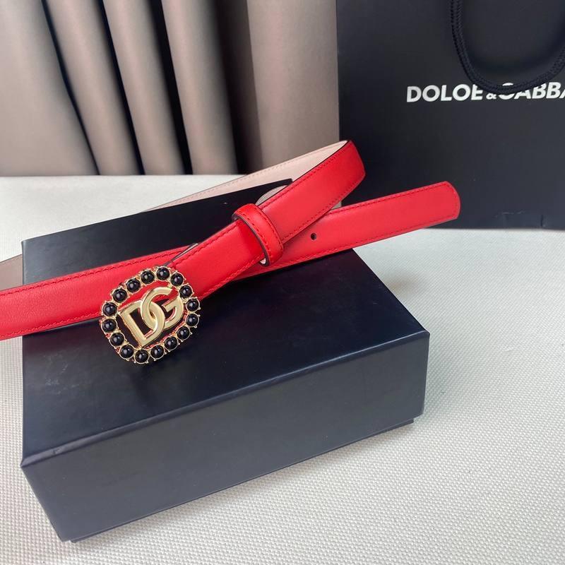 Dolce Gabbana Women Calfskin belt with bejeweled DG logo 'Red'