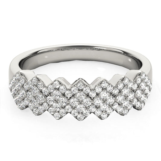 Diamond Studded Wide Multi-Diagonal Pattern Ring in 14k White Gold (5/8 cttw) — photo 2 of 8