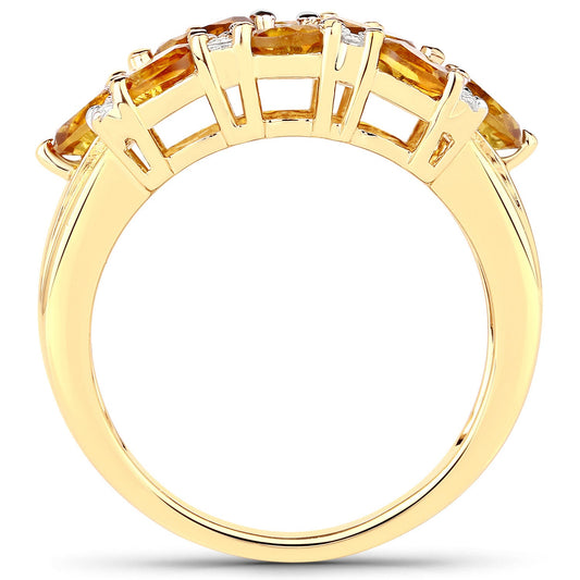 14K Yellow Gold Plated 2.48 Carat Genuine Citrine & White Topaz .925 Sterling Silver Ring — photo 2 of 6