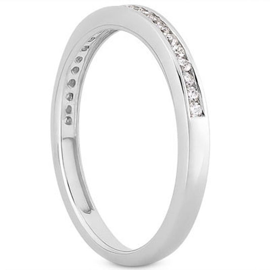 14k White Gold Slender Channel Set Diamond Wedding Ring Band Set 1/2 Around — photo 2 of 4