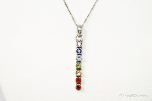 Vintage Multi Gemstone Sterling Silver Necklace — photo 2 of 10