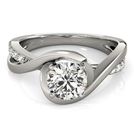 14k White Gold Split Band Round Bypass Diamond Engagement Ring (1 1/8 cttw) — photo 2 of 8