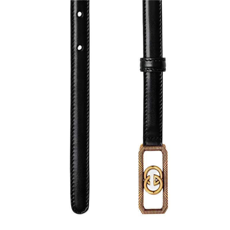 GUCCI Embellished coated-canvas and leather belt 'Black'