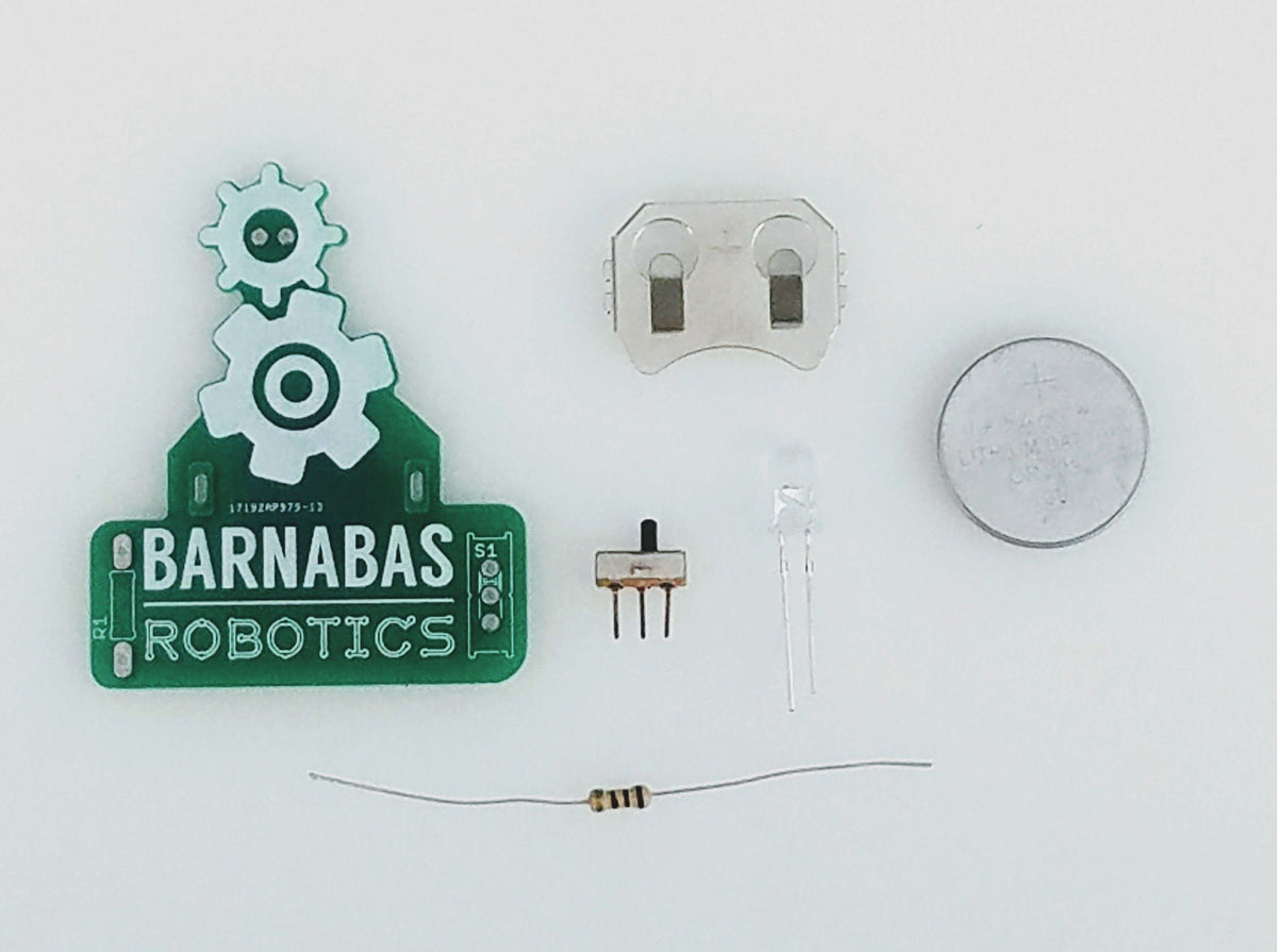 Barnabas LED Badge: Learn To Solder LED and Switch Kit (Ages 10+)