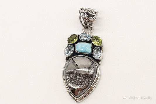 Vintage Multi Gemstone Sterling Silver Necklace Pendant — photo 2 of 8