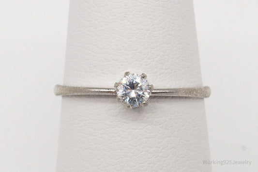 Vintage Cubic Zirconia Sterling Silver Ring - Size 6.75