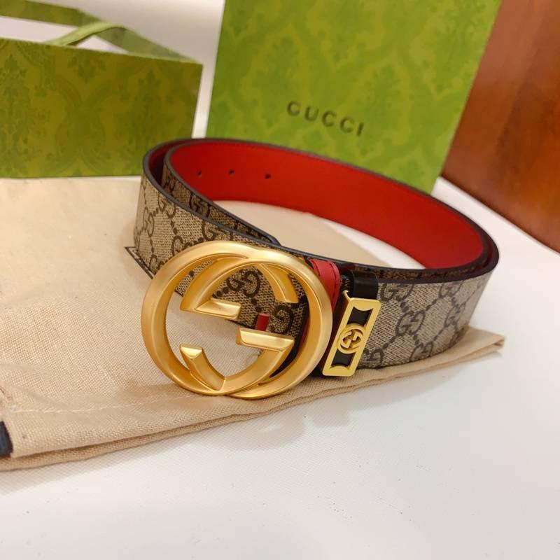 GUCCI Embellished coated-canvas and leather belt 'Beige'