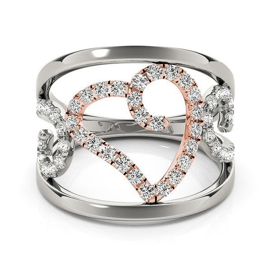 Heart Motif Filigree Style Diamond Ring in 14k White And Rose Gold (1/4 cttw) — photo 2 of 8