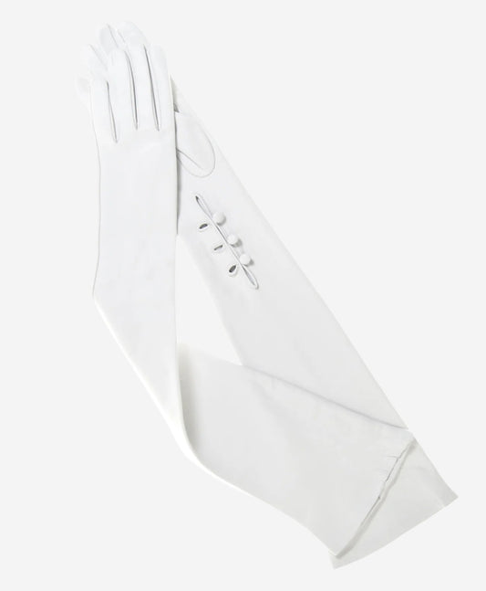 Angelina (ivory) - Italian silk lined 12-button length leather bridal / opera gloves — photo 2 of 10