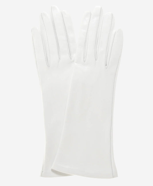 CW01W4 (white) - Italian Silk Lined 4-Button Length White Leather Bridal Gloves — photo 2 of 8
