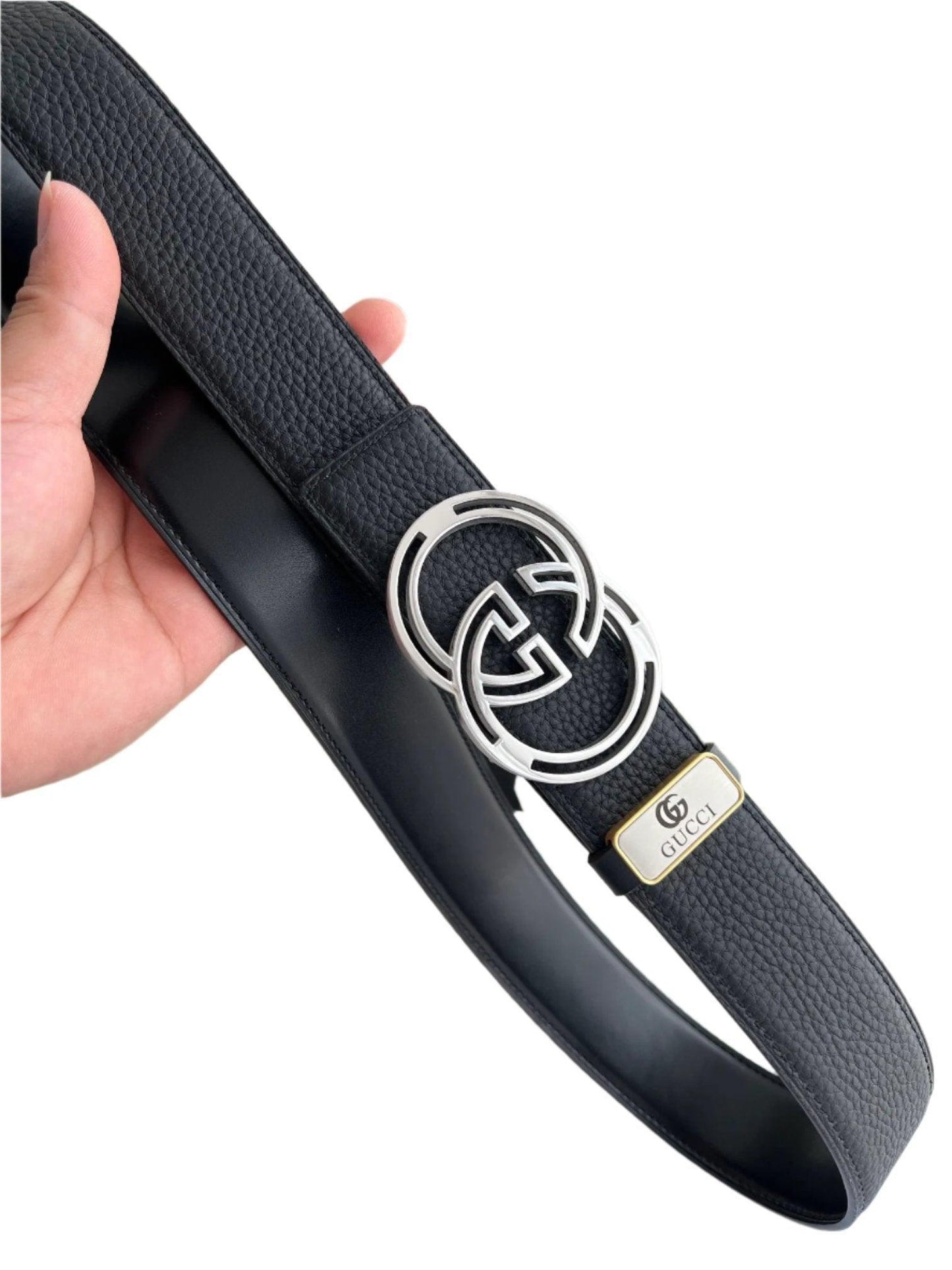 GUCCI Embellished coated-canvas and leather belt 'Black'