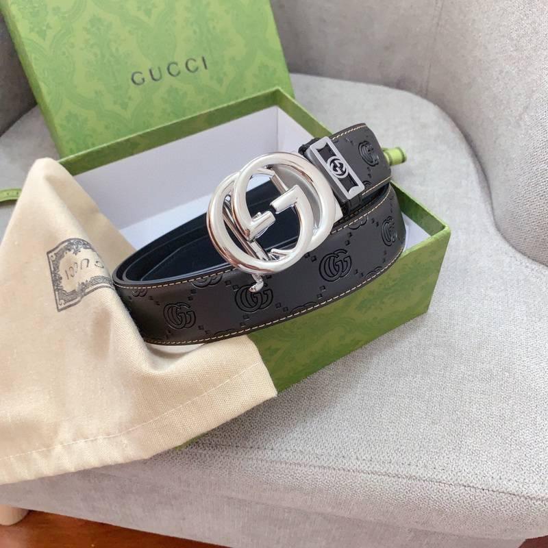 GUCCI Embellished coated-canvas and leather belt 'Black'