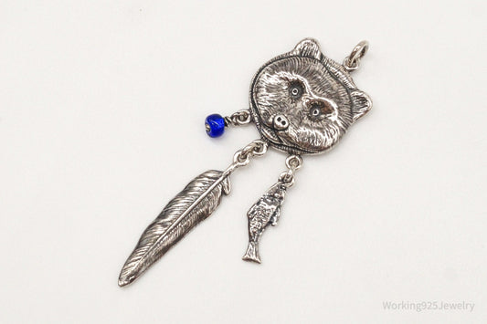 Vintage Native American Bear Dreamcatcher Sterling Silver Pendant — photo 2 of 10
